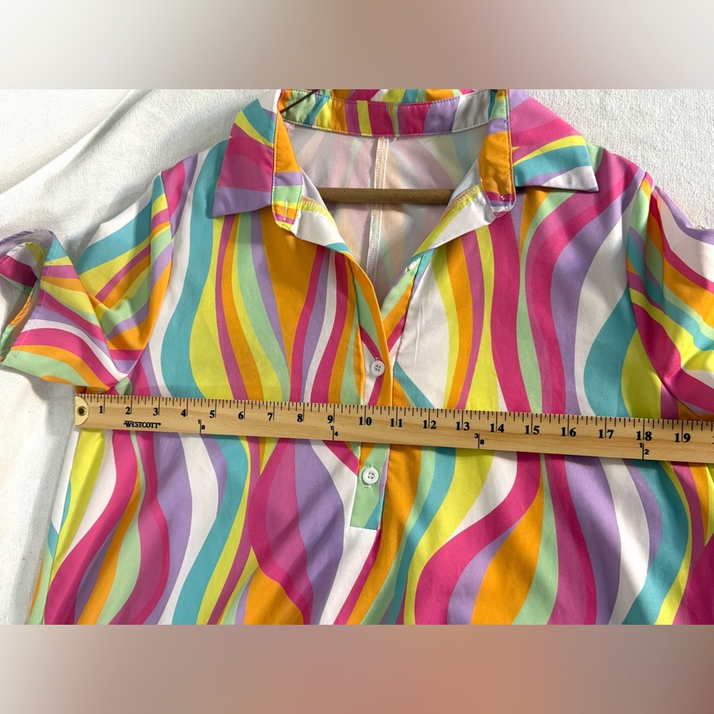 SHEIN Multicolor Wave Midi Dress size large - Picture 5 of 11